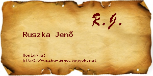 Ruszka Jenő névjegykártya